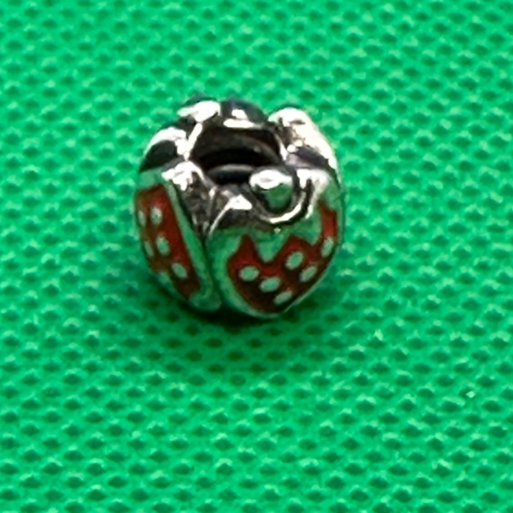Vintage Authentic Pandora Sterling Silver Enamel Sweet Red Strawberry Charm